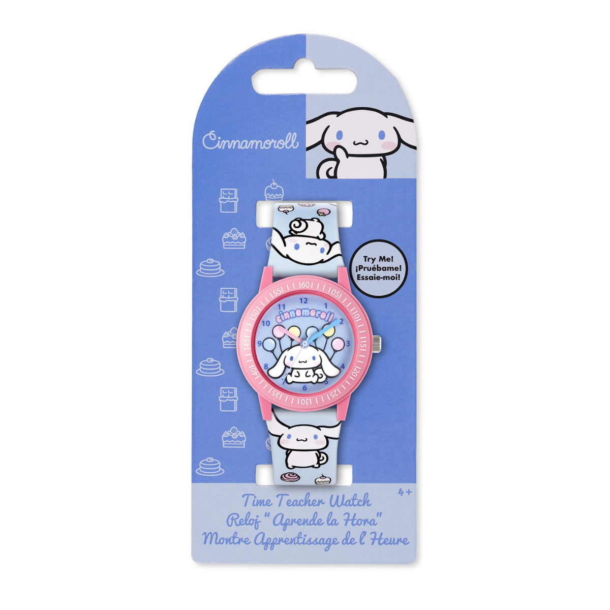 Cinnamonroll Time Teacher Dial Quartz Watch with Silicone Character Strap for Kids - CIN0004