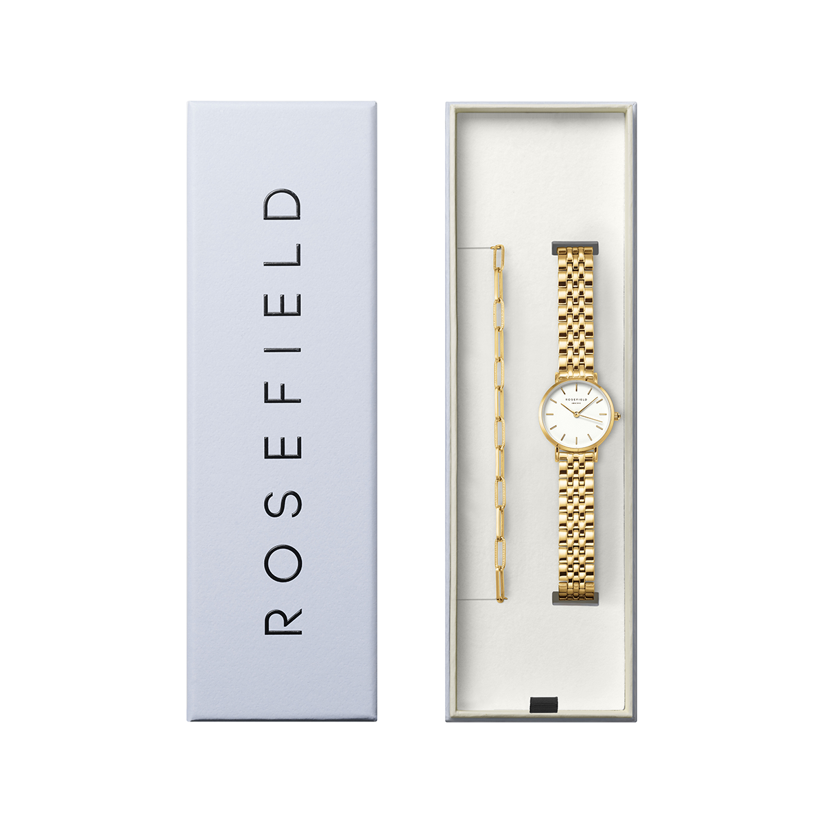Rosefield Small Edit White Gold + Hammered Chainlink Bracelet Gold - 26WGSG-X278