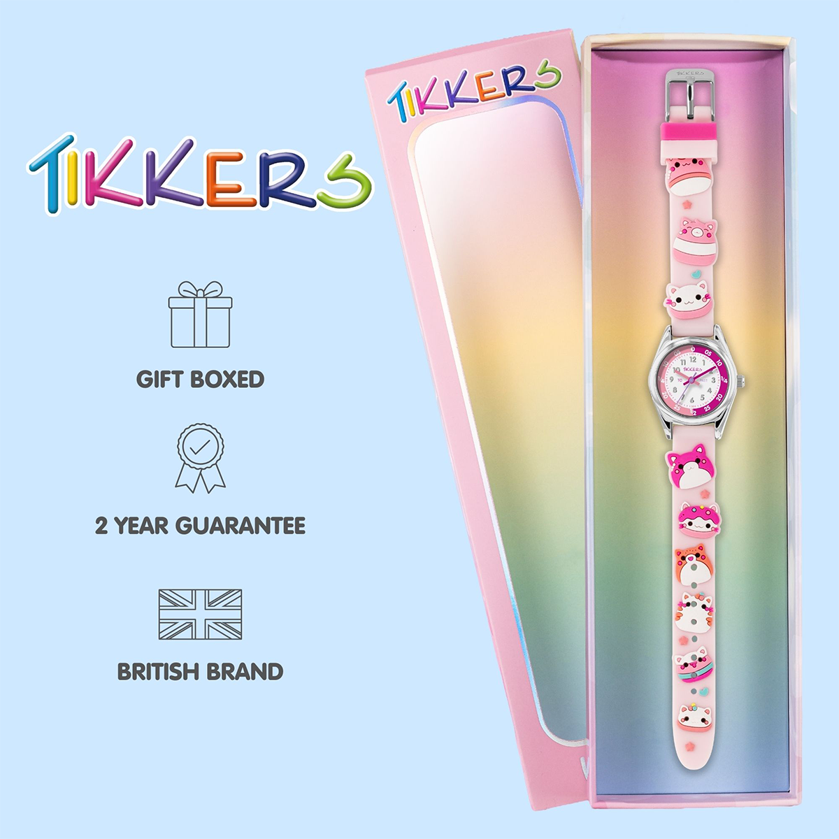 Tikkers 3D Cat Pink Silicone Strap Watch - ATK1097