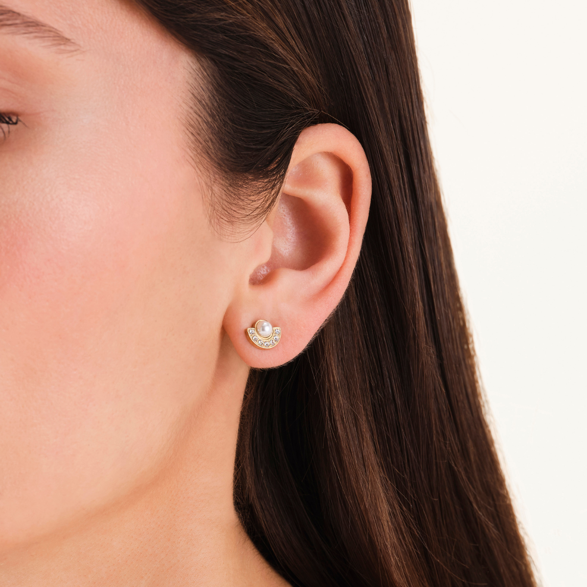 Rosefield Modern Pearl Studs Gold - JEMPG-J1291