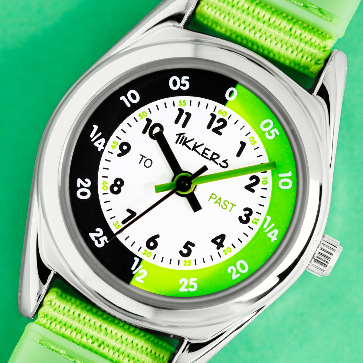 Tikkers Boys Green Canvas Rip Strap Dinosaur Watch, Bracelet, & Wallet Set - ATK1049