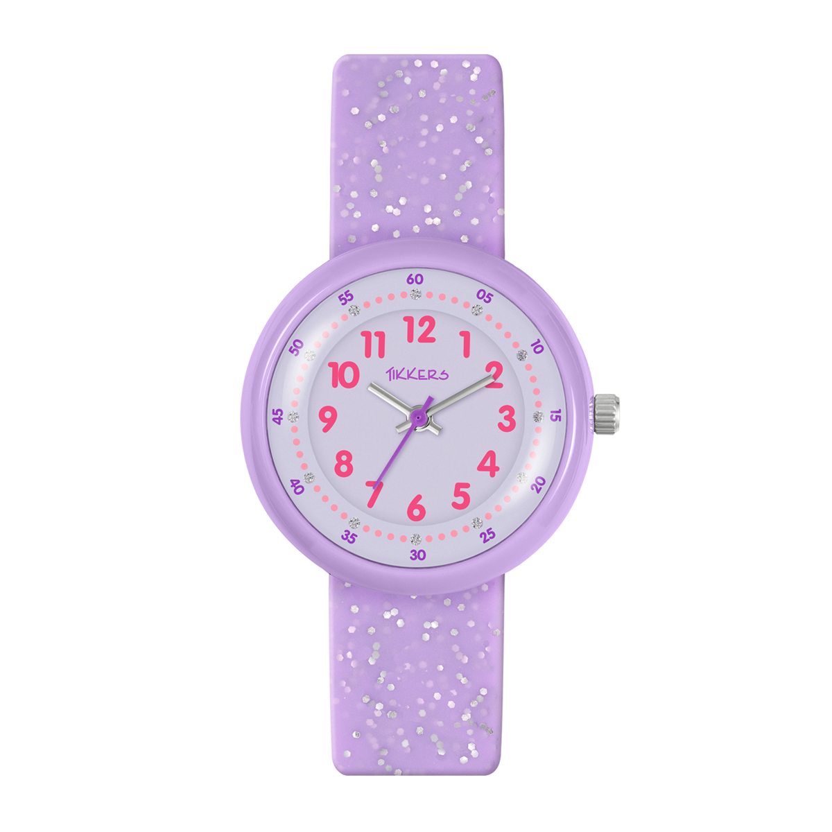 Tikkers Purple Glitter Strap Watch - ATK1102
