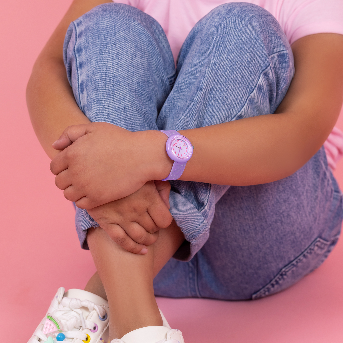 Tikkers Purple Glitter Strap Watch - ATK1102