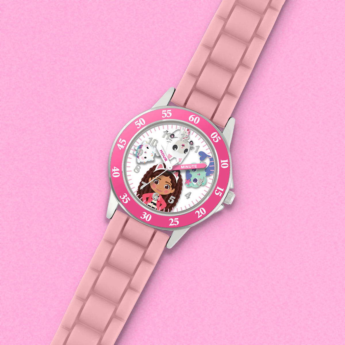 Gabby's Dollhouse Pink Silicone Time Teacher Strap Watch - GAB9000ARG