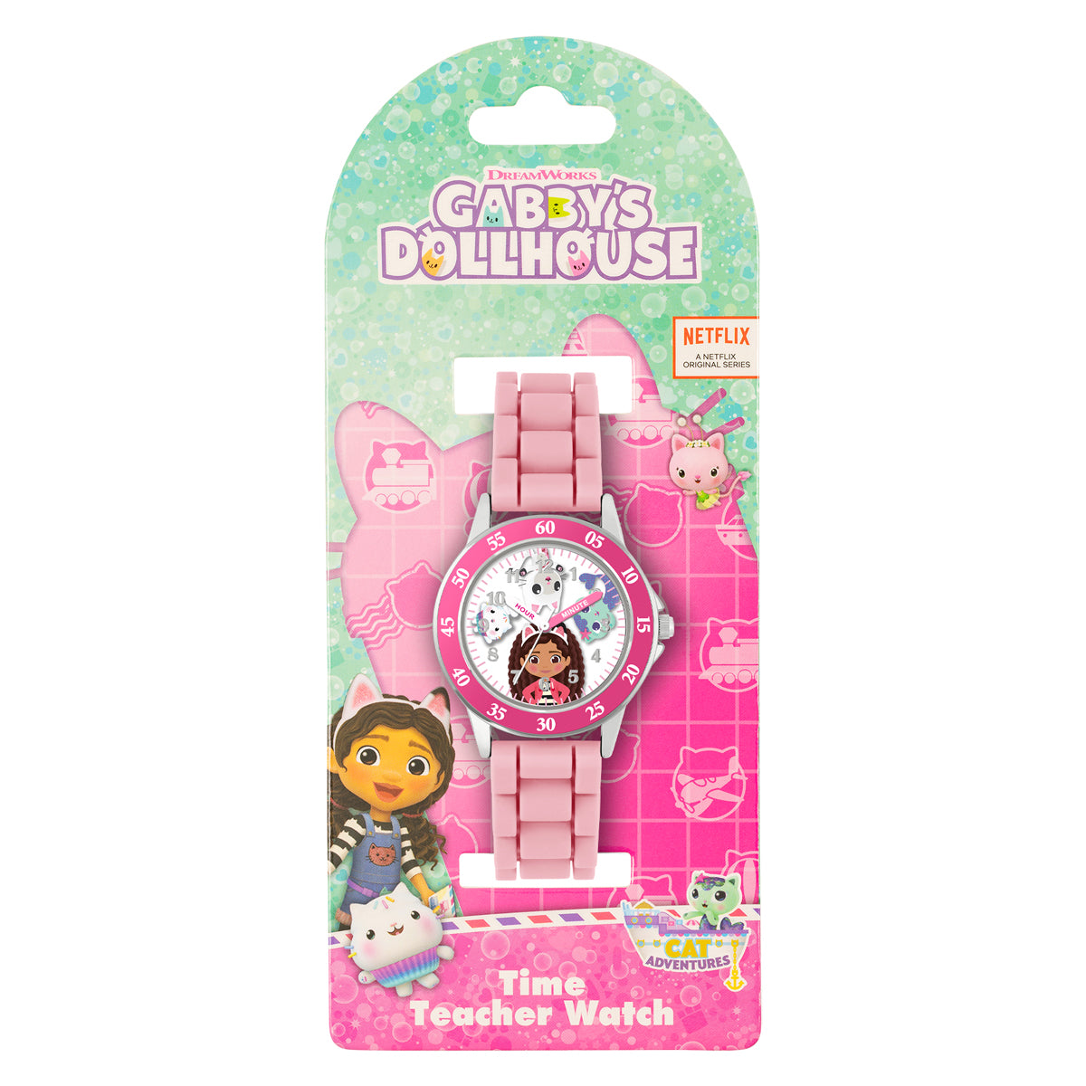 Gabby's Dollhouse Pink Silicone Time Teacher Strap Watch - GAB9000ARG