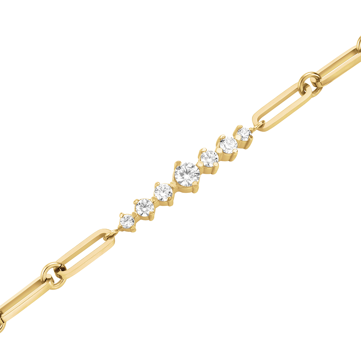 Rosefield Graduated Crystal Bar Paperclip Bracelet - JBCBG-J1023