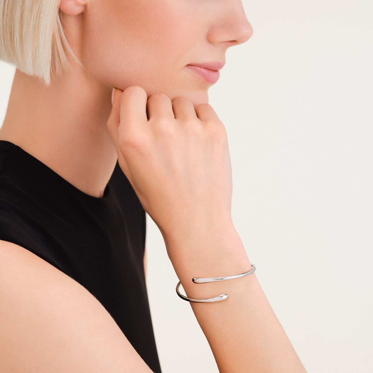 Rosefield Contrarié Cuff Bangle Silver - JBCBS-J1048