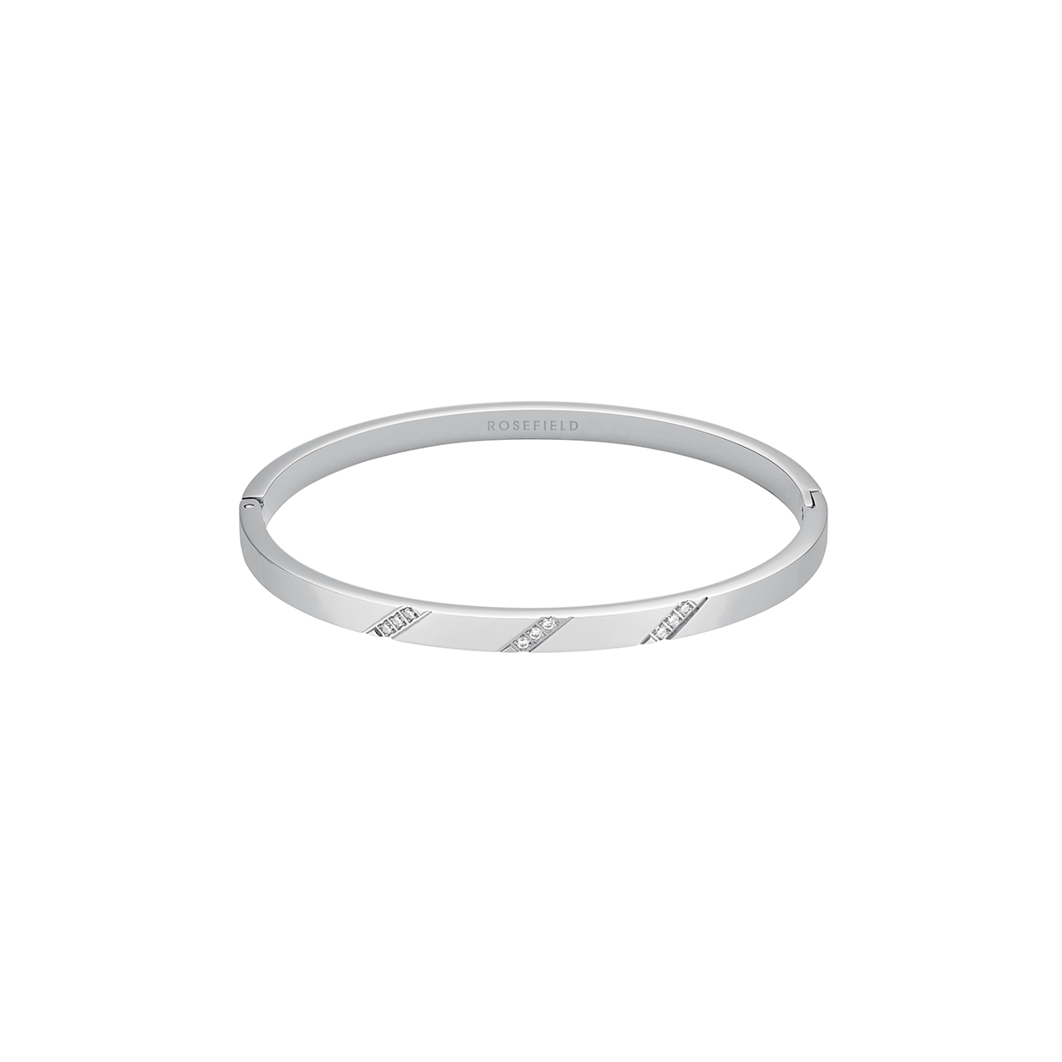 Rosefield Bangle with Lines of Crystals Silver - JBLCS-J1044