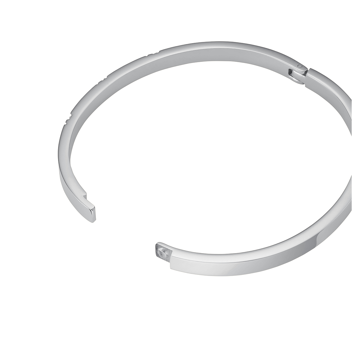 Rosefield Bangle with Lines of Crystals Silver - JBLCS-J1044