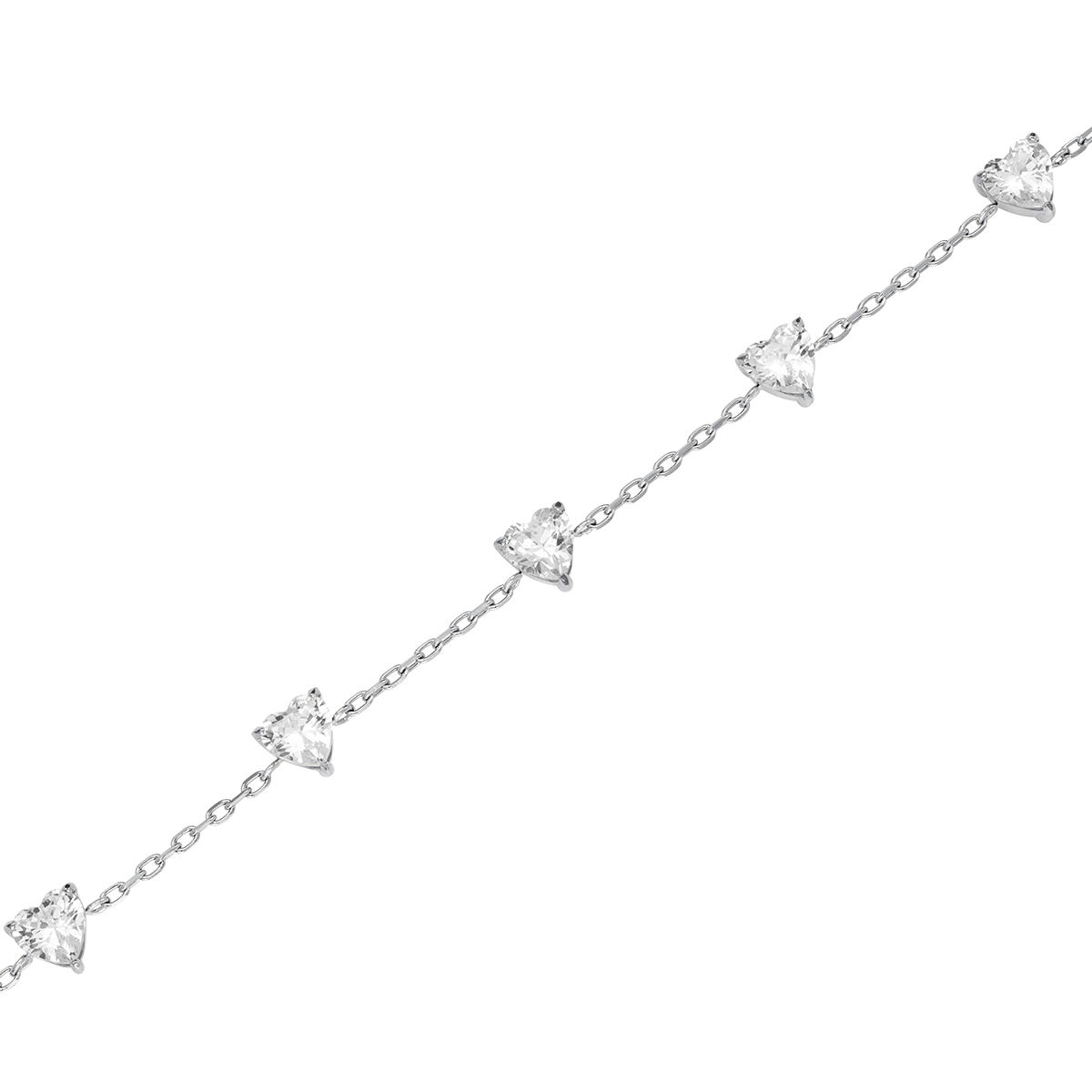 Rosefield Row of Hearts Bracelet Silver - JBRHS-J1014