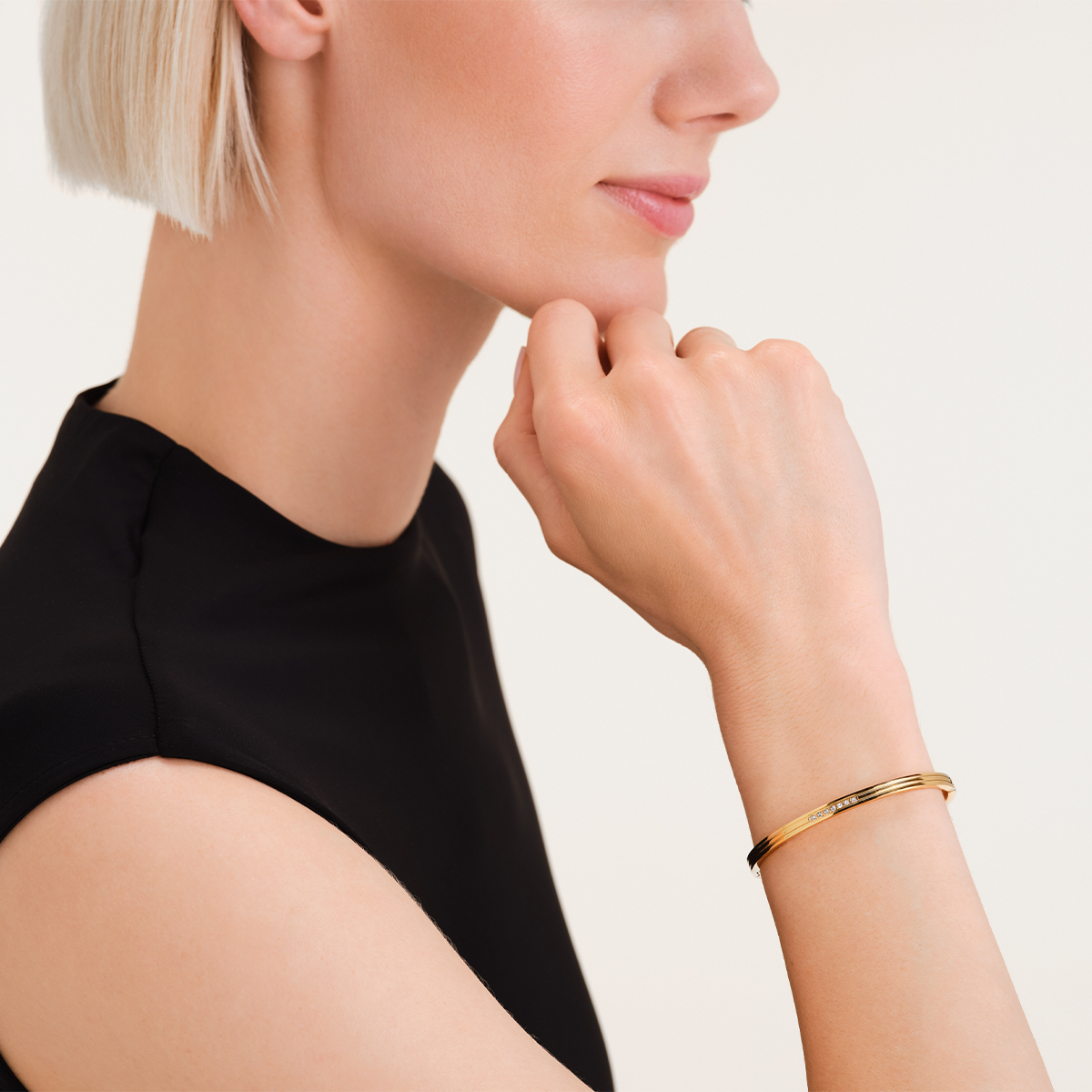 Rosefield Striped Bangle with Crystals - JBSCG-J1037