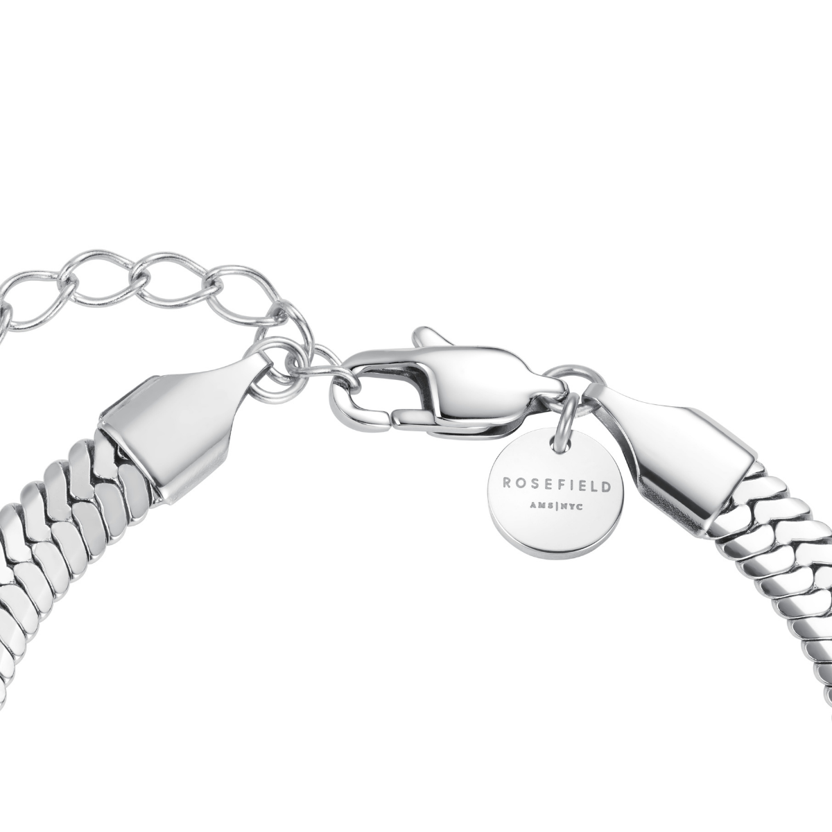 Rosefield Large Snake Bracelet with Crystals Silver - JBSCS-J1192
