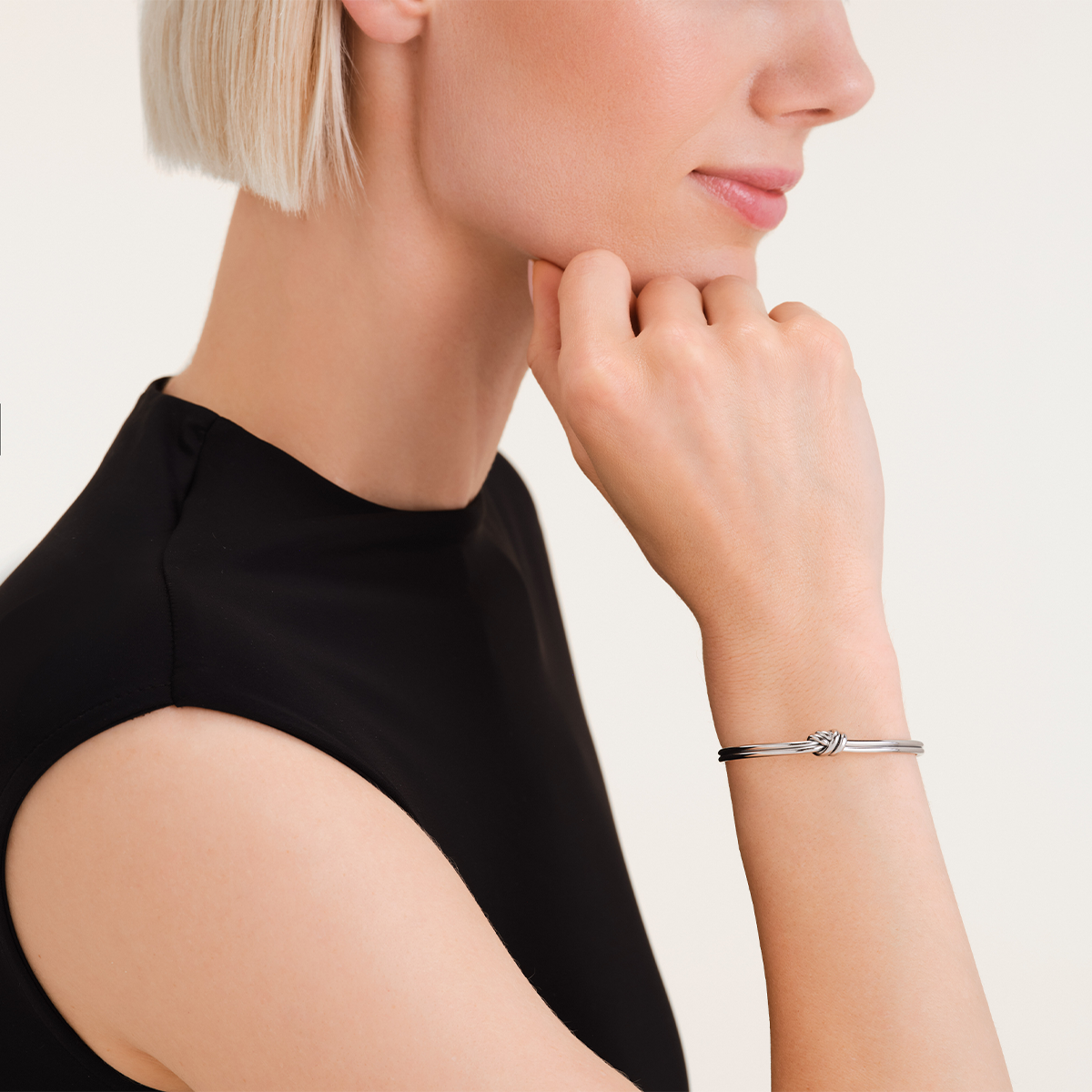 Rosefield Statement Knot Bangle Silver - JBSKS-J1062