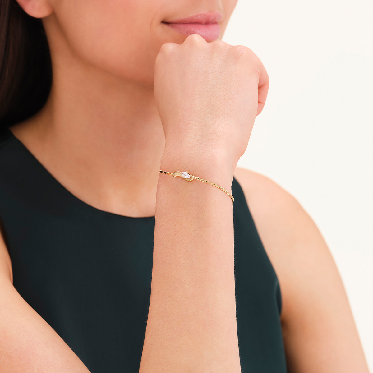 Rosefield Marquise Wave Soft Bracelet Gold - JBWSG-J1304