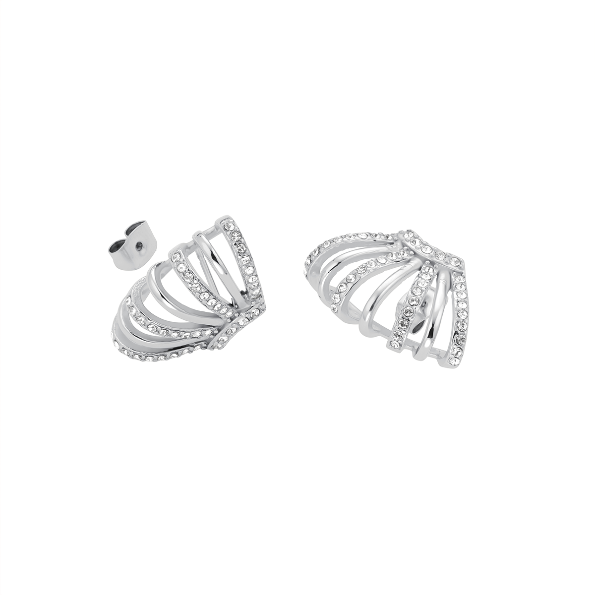 Rosefield Caged Crystal Earrings Silver - JECCS-J1030