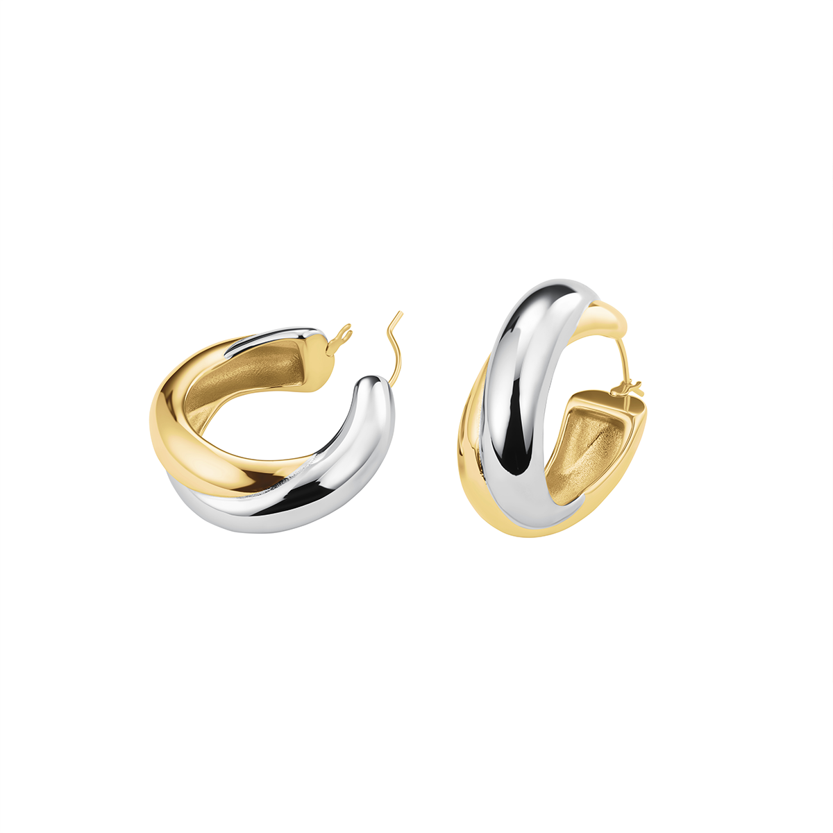Rosefield Duotone Crossed Hoops - JEDCD-J978