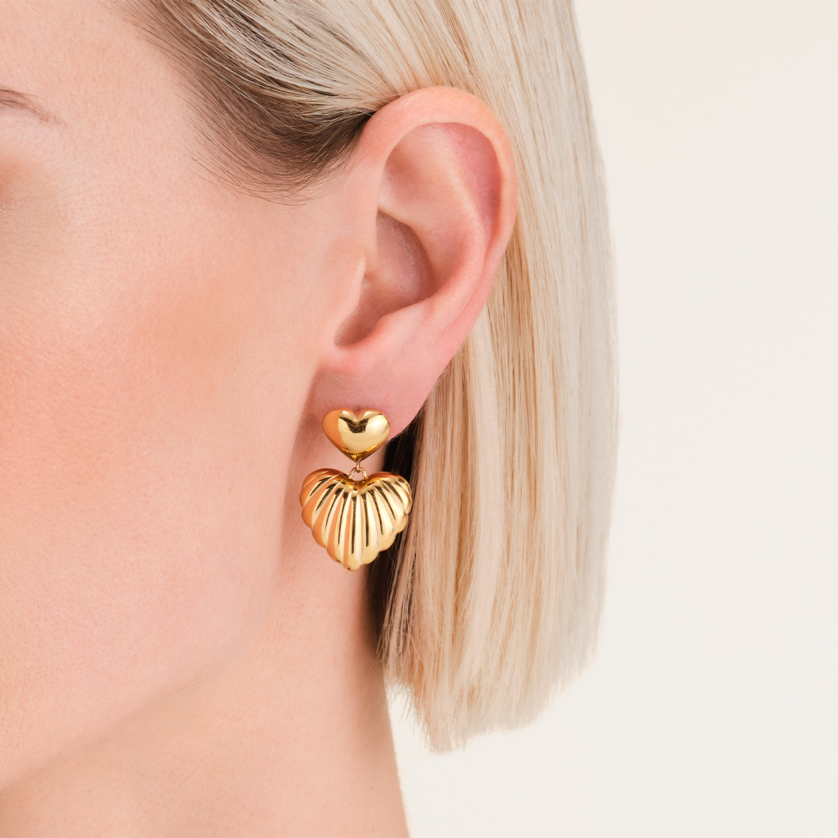 Rosefield Double Heart Pendant Earrings - JEDHG-J984