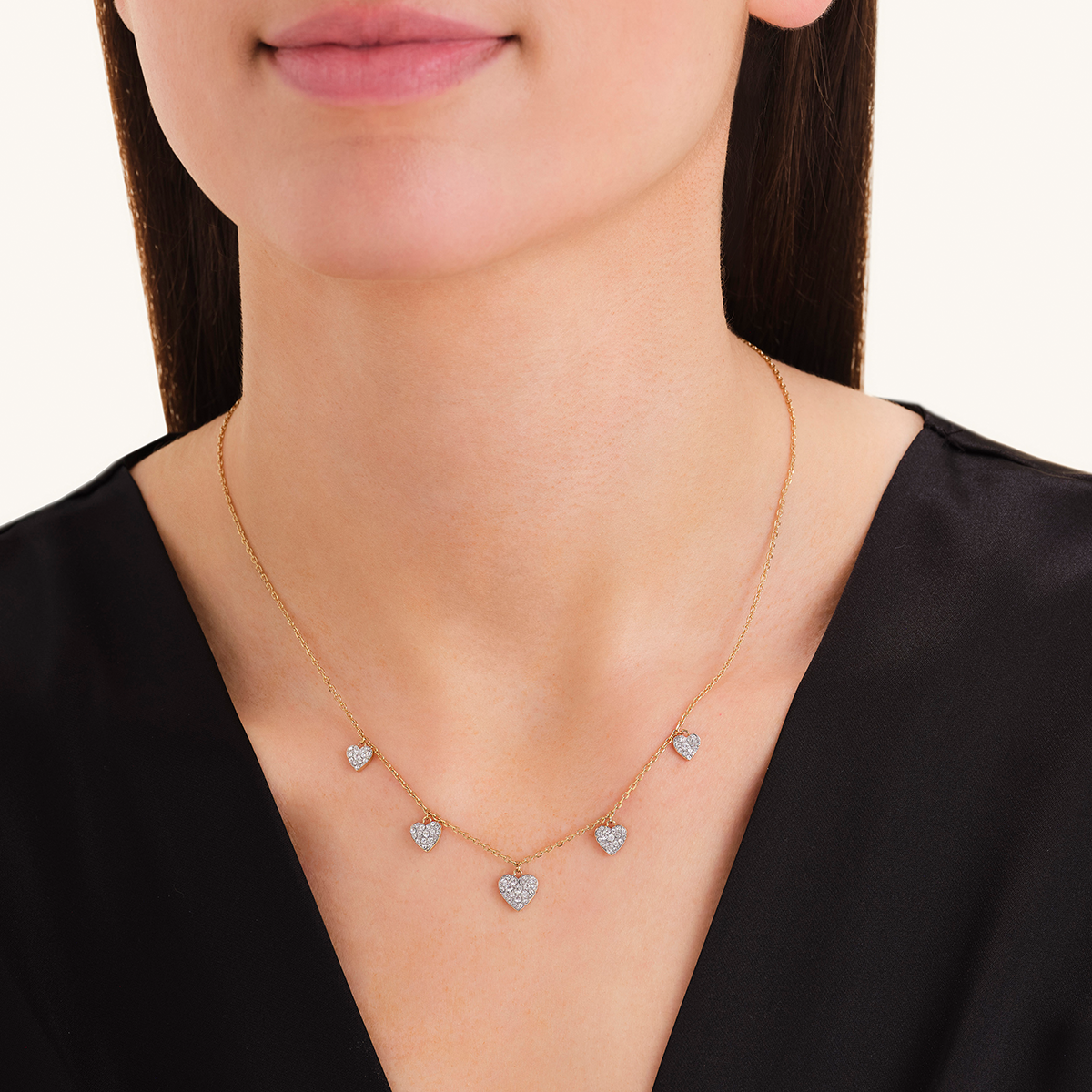 Rosefield Multi Hearts Necklace Gold - JNMHG-J1274