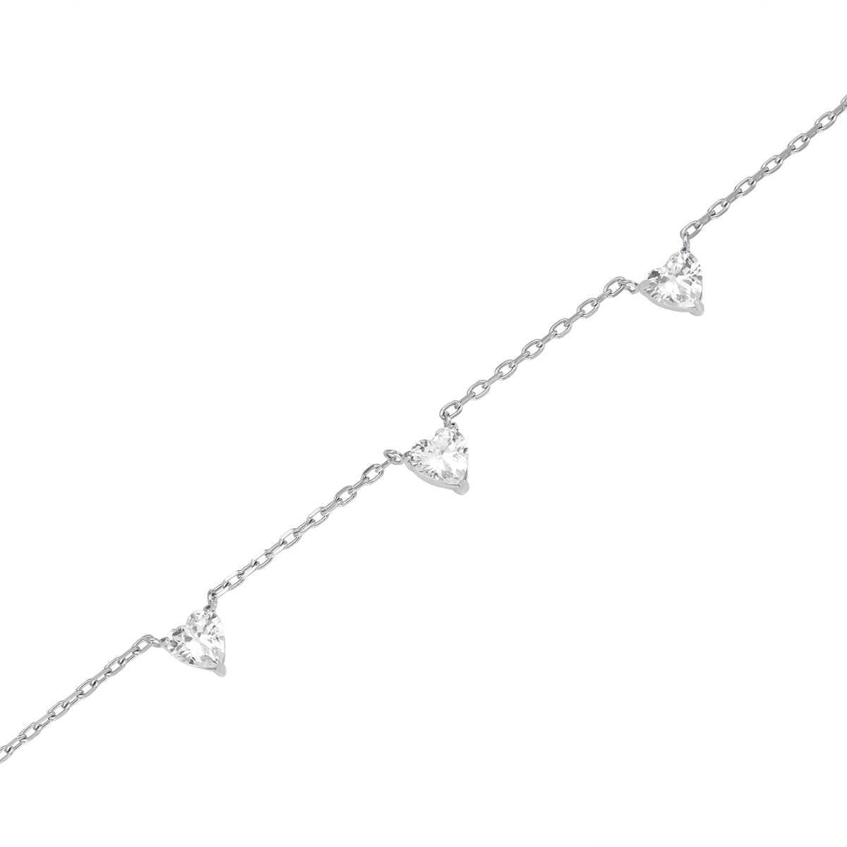 Rosefield Row of Hearts Necklace Silver - JNRHS-J1006