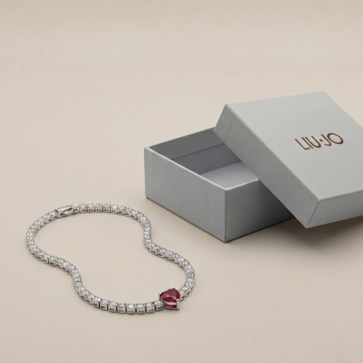 Liu Jo Tennis Red Stone Silver Necklace - LJ2443