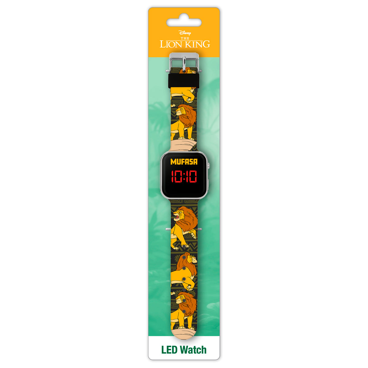 ساعة ديزني الأسد الملك موفاسا بسوار أسود LED - LKG4010