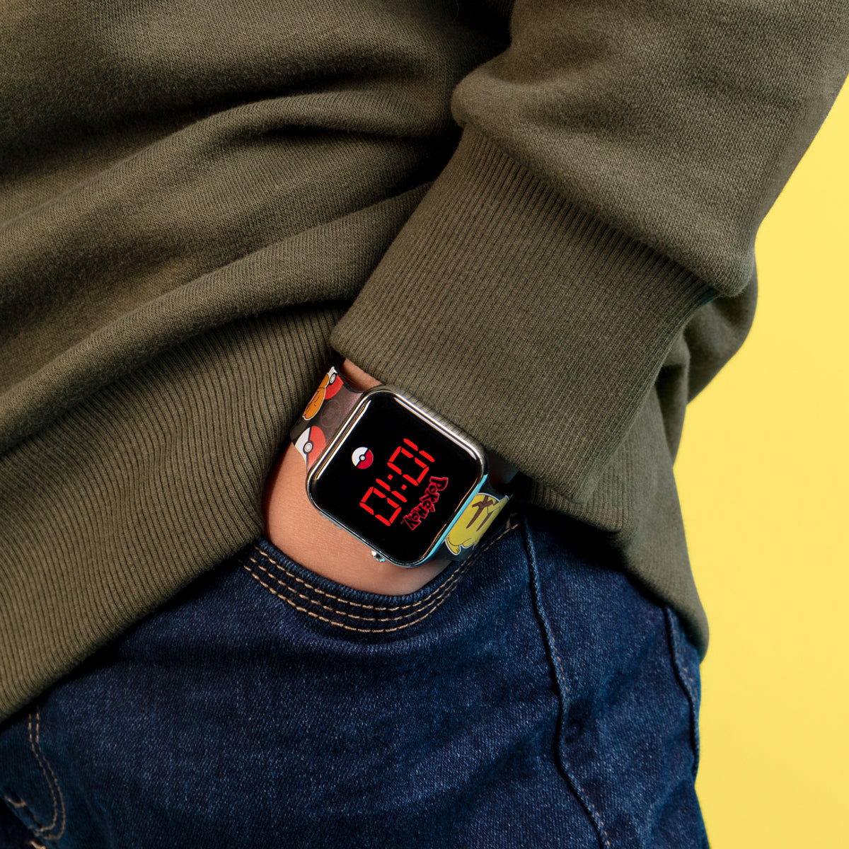 Pokémon Black LED Watch with Printed Character Strap - POK4322ARG