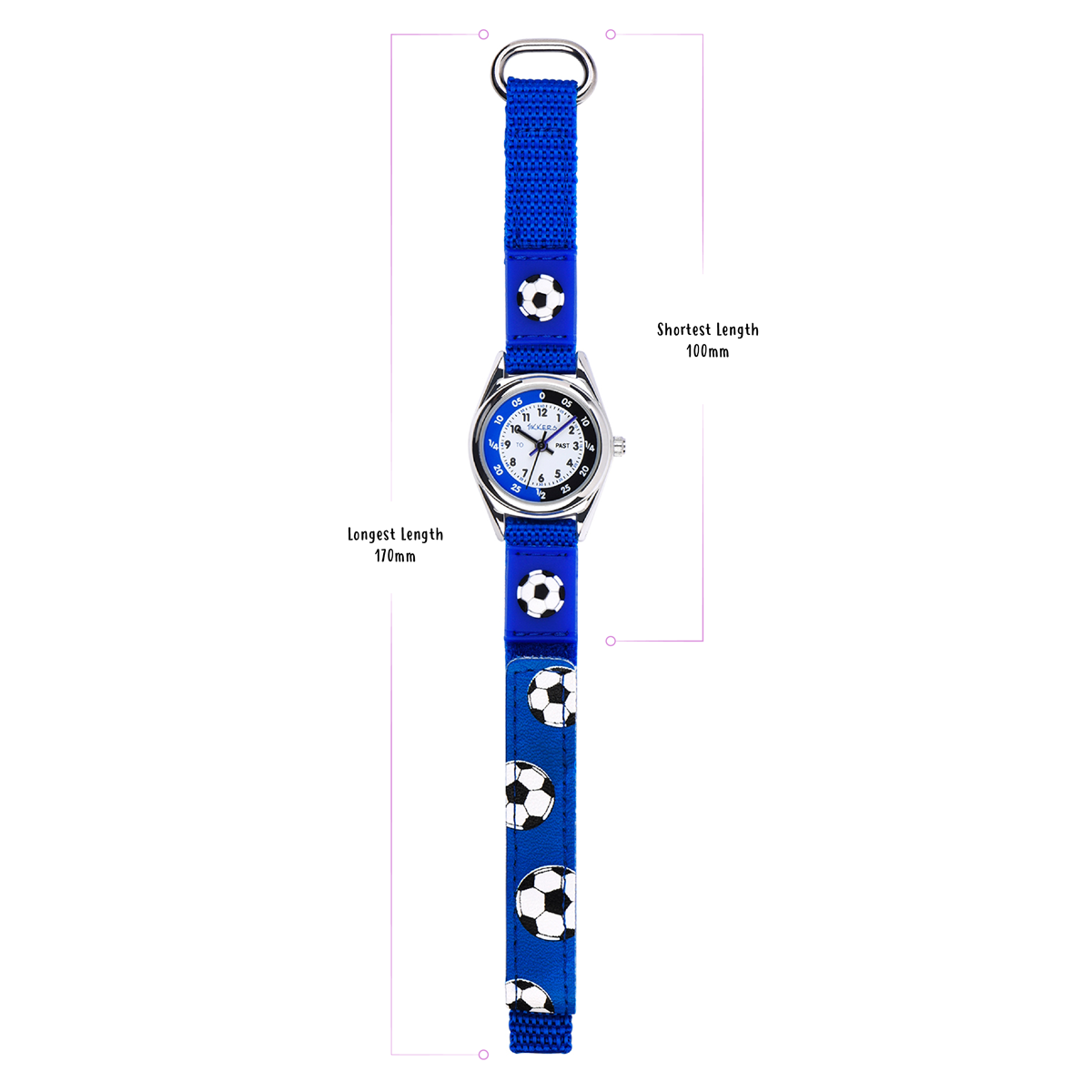 Tikkers Boys Blue Canvas Rip Strap Football Time Teacher Watch - TK0122
