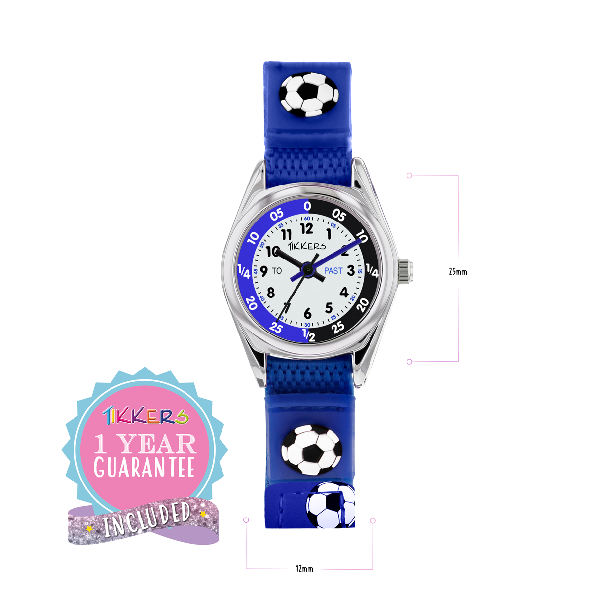 Tikkers Boys Blue Canvas Rip Strap Football Time Teacher Watch - TK0122