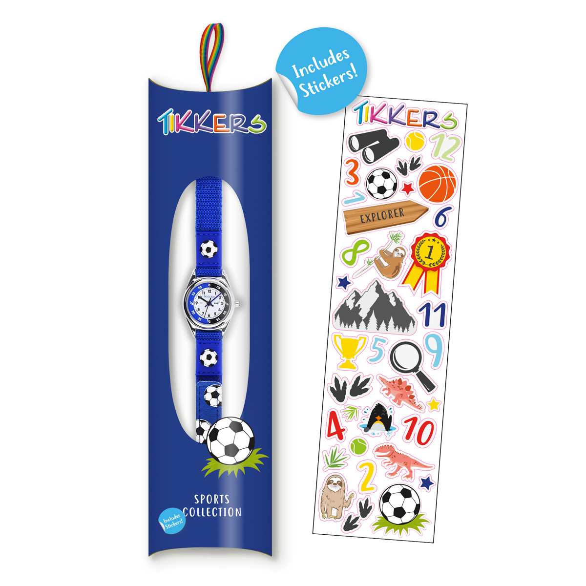 Tikkers Boys Blue Canvas Rip Strap Football Time Teacher Watch - TK0122