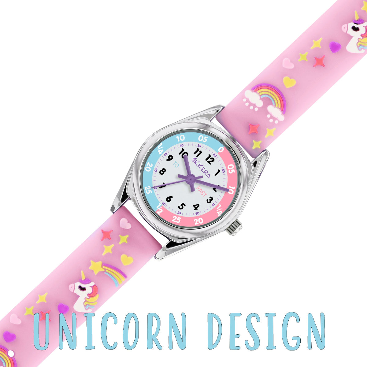 Tikkers Girls Purple Silicone Strap 3D Unicorn Watch - ATK0145