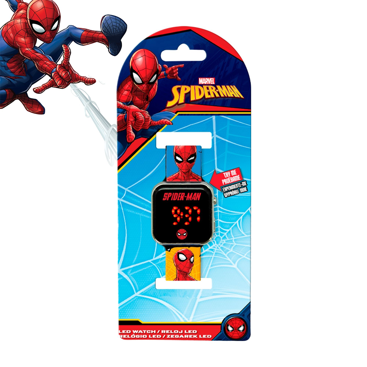 Spiderman Comic Style Printed Strap Boys LED Watch - SPD4903