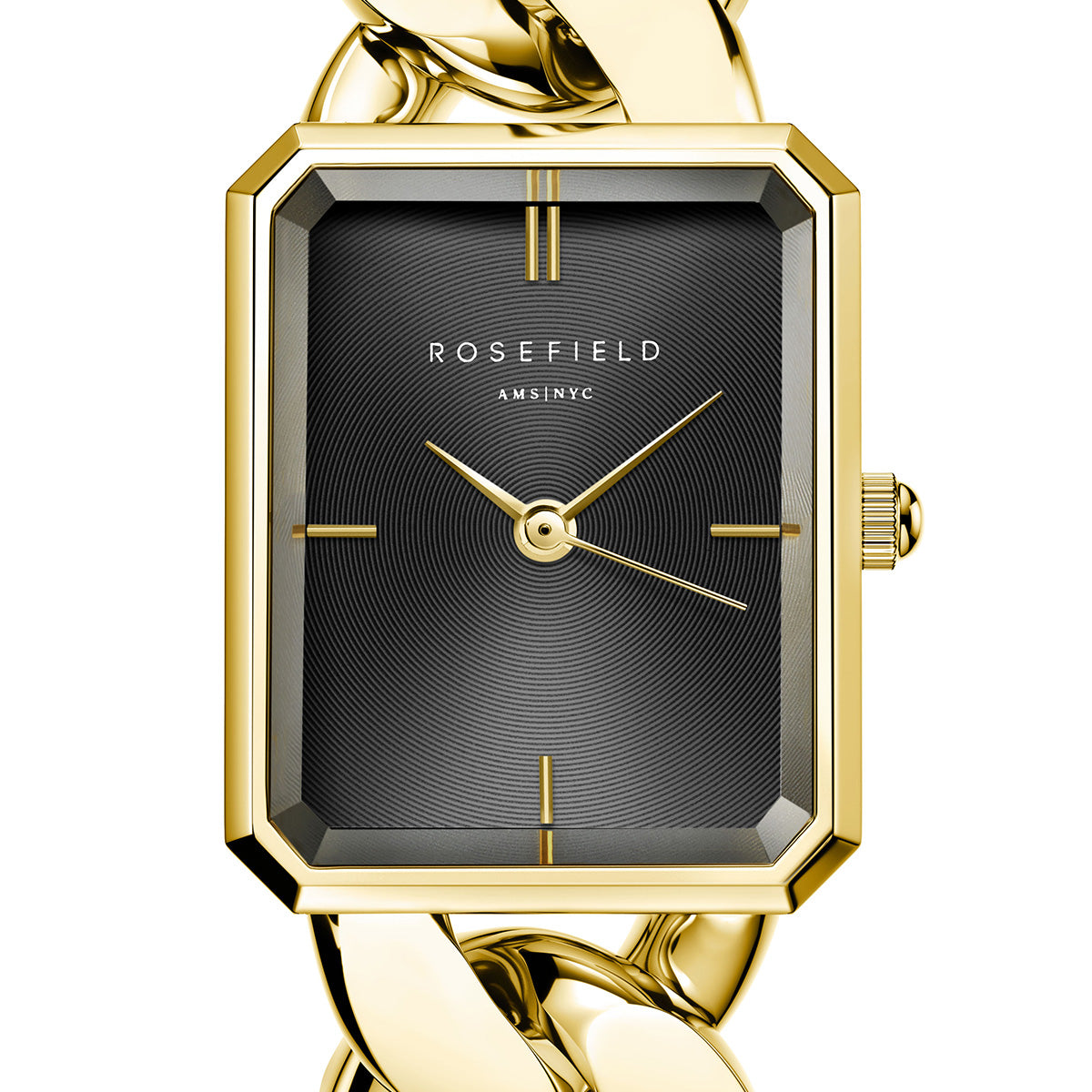 Rosefield The Octagon XS Chain Watch Studio Edition Black Gold - SBGSG-O57
