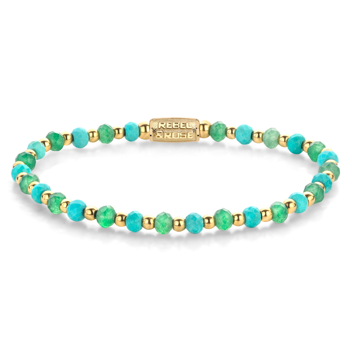 Blue Green Adventure - Yellowgold ionplated Bracelet - RR-40143-G-S