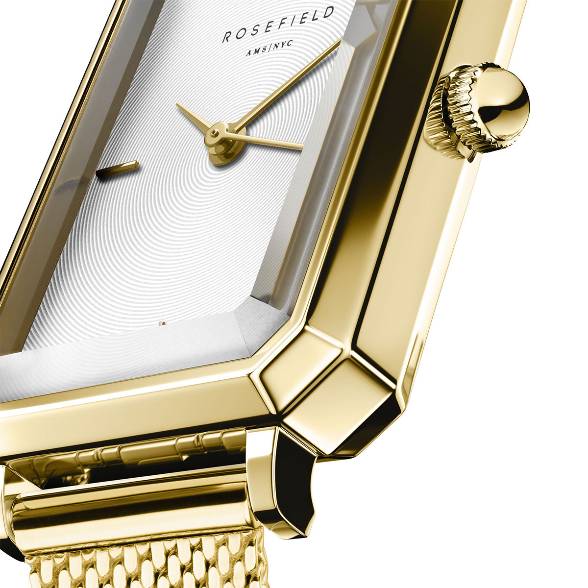 Rosefield The Octagon XS Mesh White Gold - OWGMG-O73