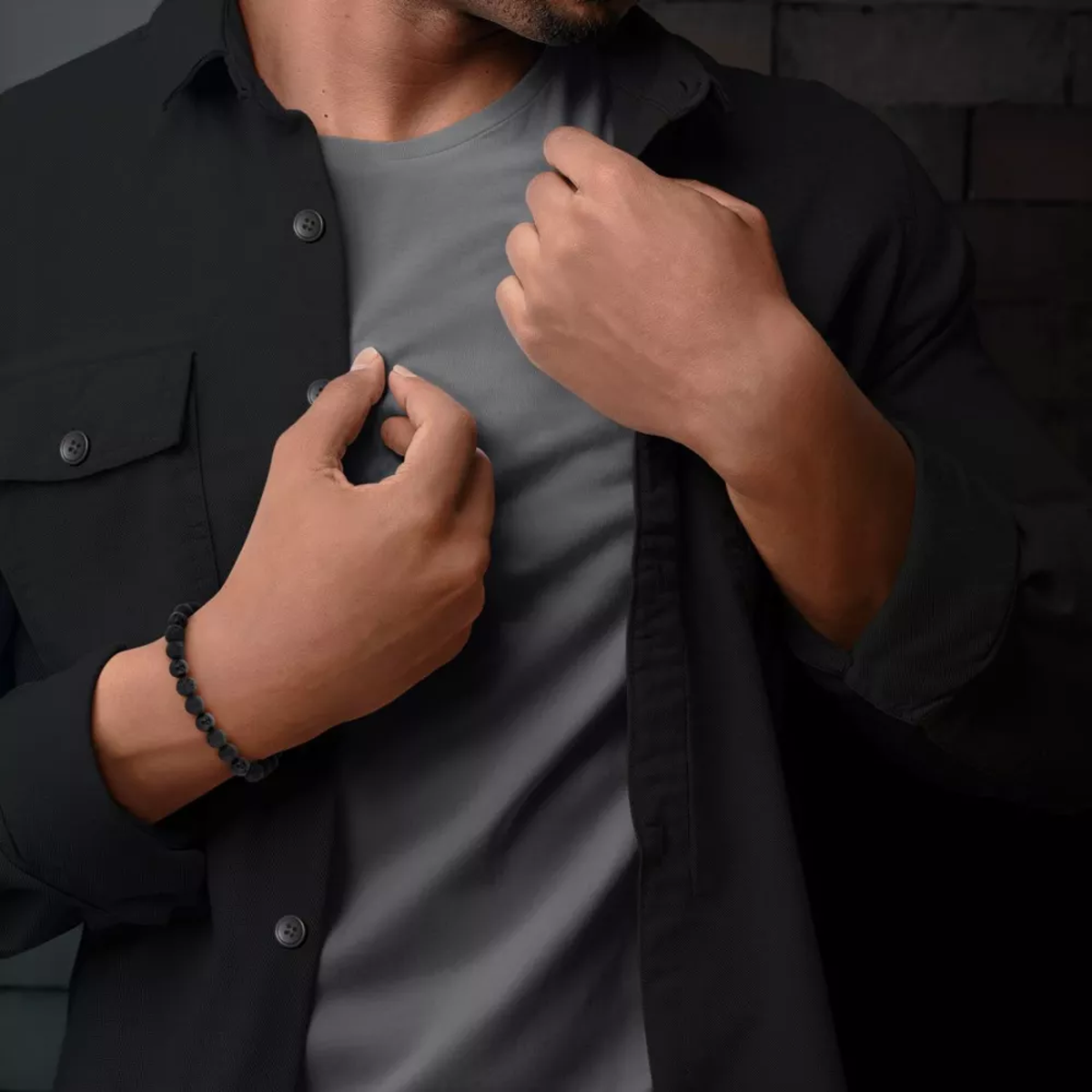 Black Rocks - All-Black Bracelet - RR-80073-B