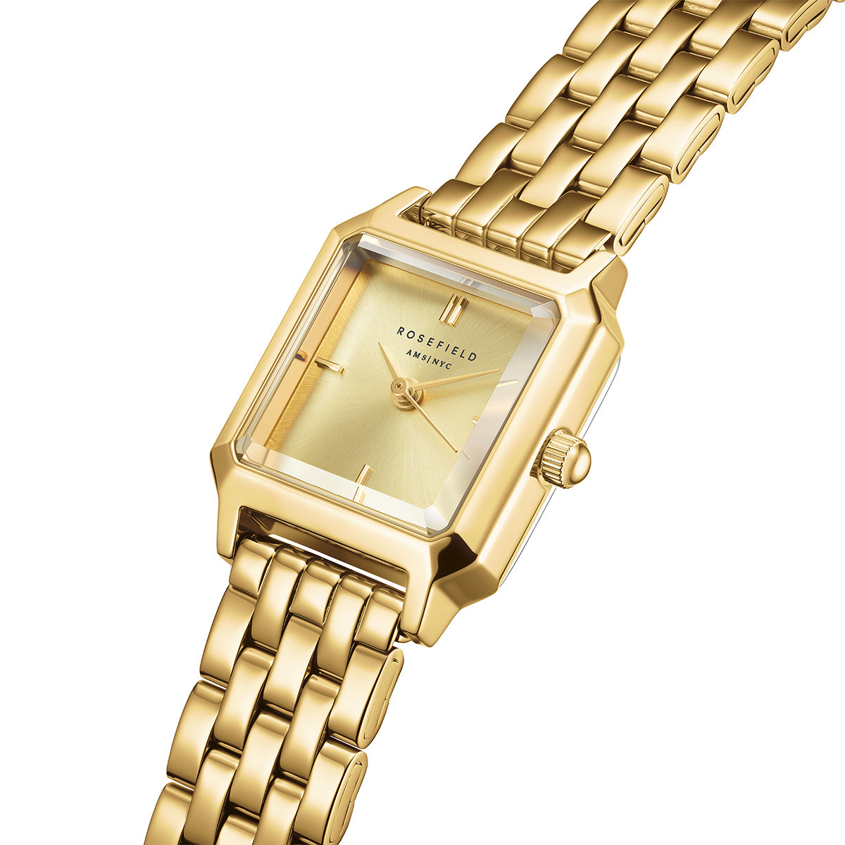 Rosefield The Boxelle Champagne dial Gold Steel Strap - BCGSG-B04
