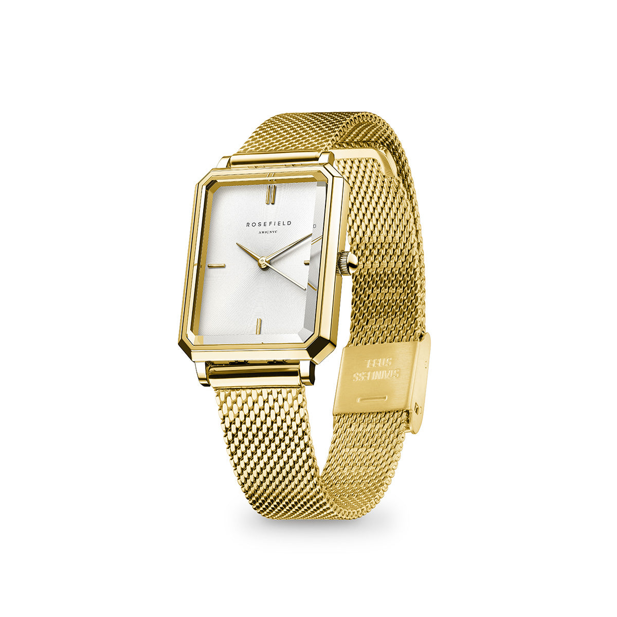 Rosefield The Octagon XS Mesh White Gold - OWGMG-O73