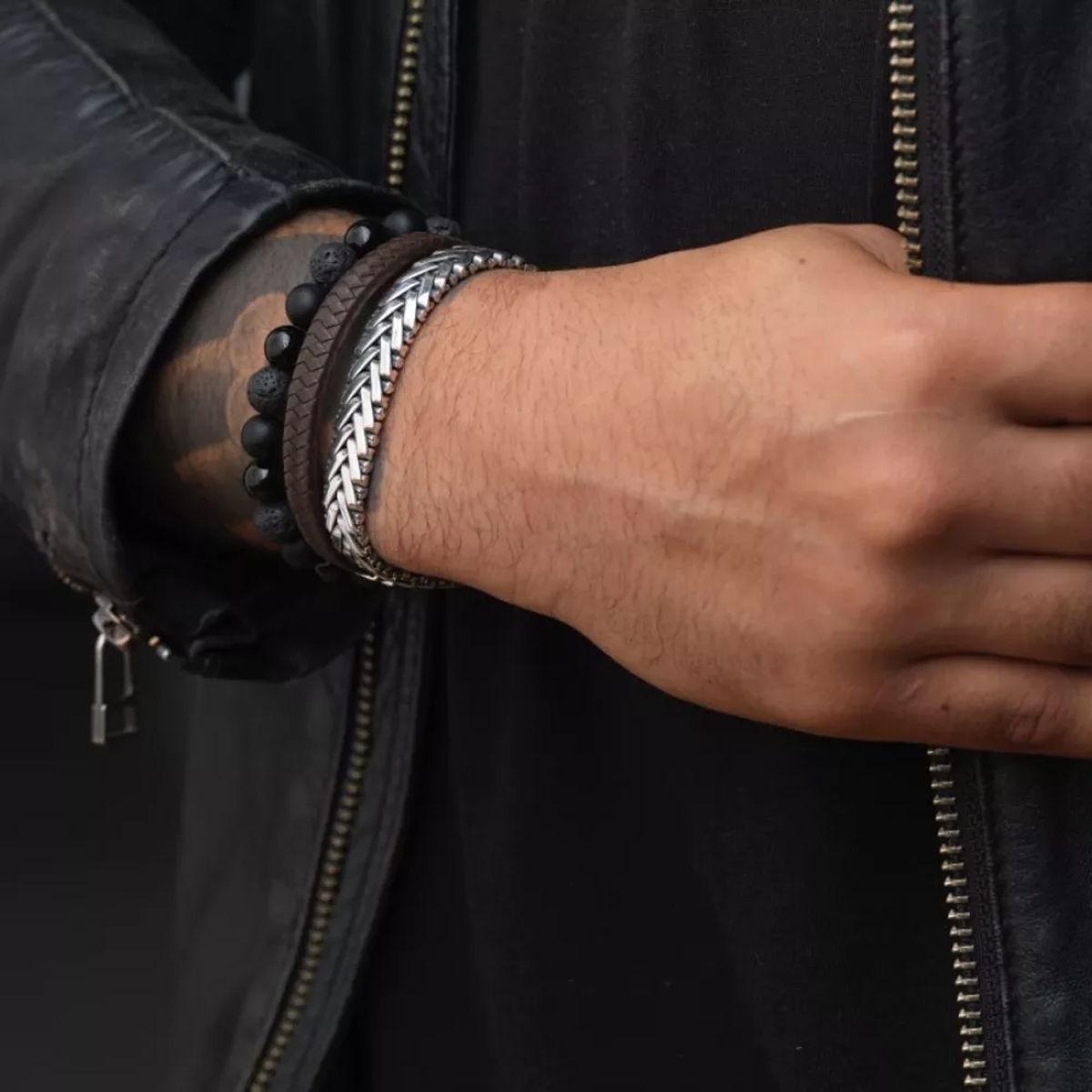 Black Rocks - All-Black Bracelet - RR-80073-B