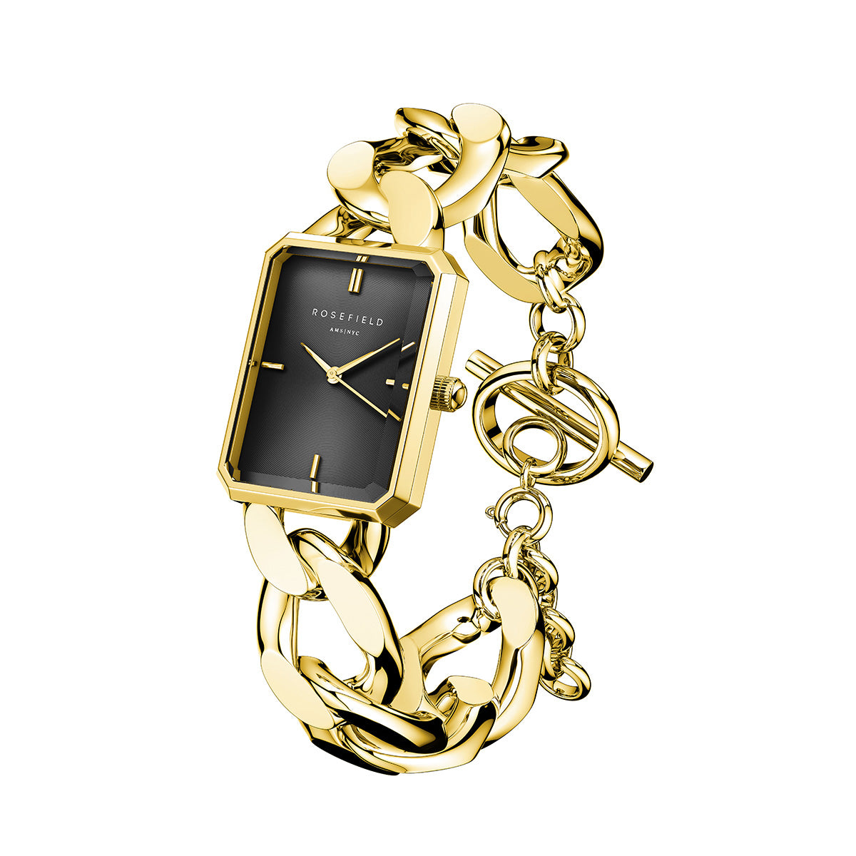 Rosefield The Octagon XS Chain Watch Studio Edition Black Gold - SBGSG-O57