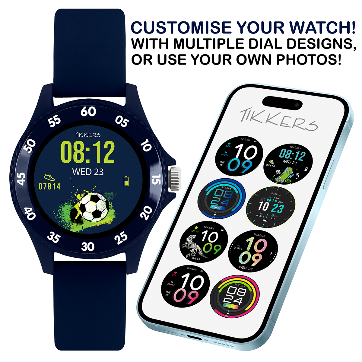 Tikkers Smart Series 34 Navy Silicone Strap Smart Watch - TKS34-0021