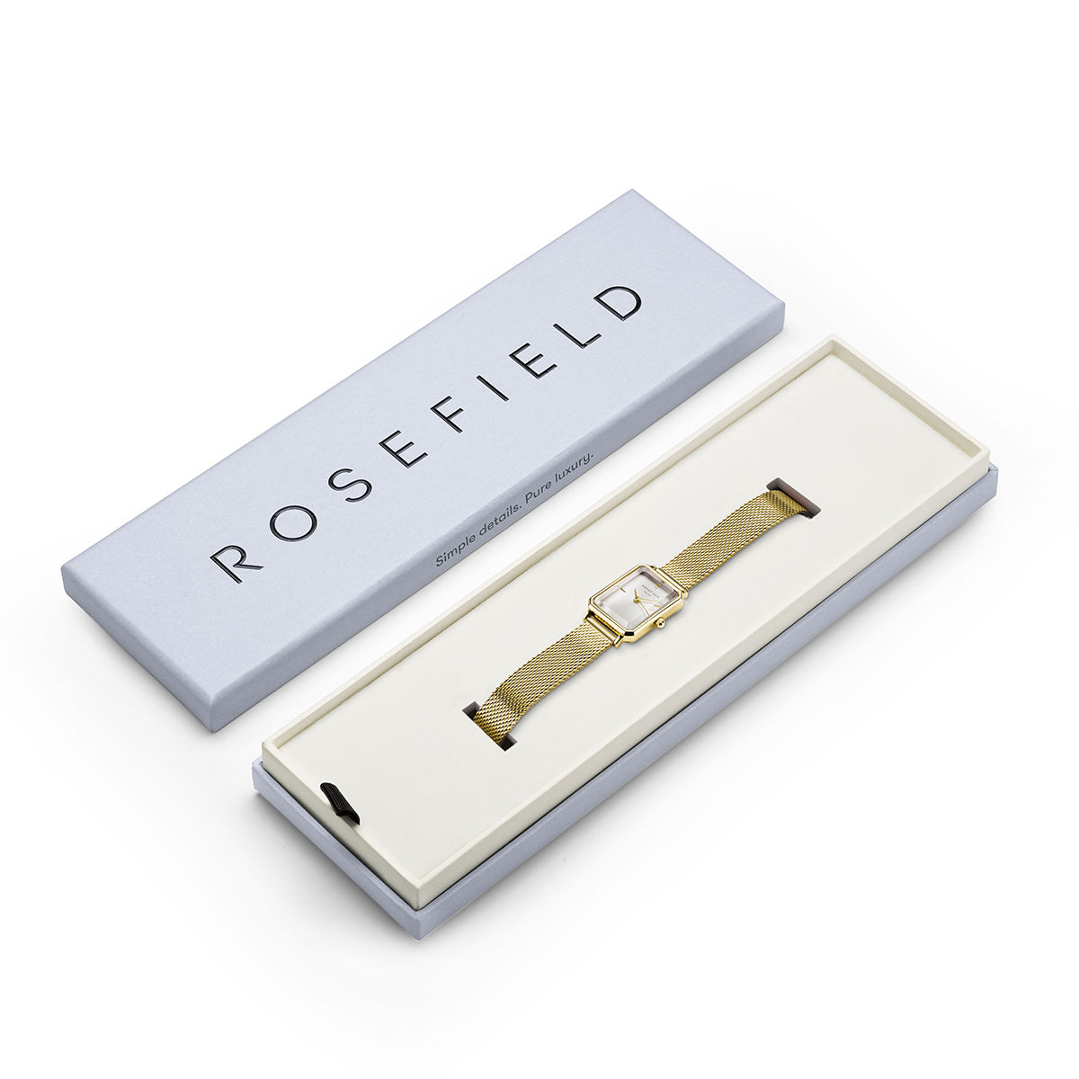 Rosefield The Octagon XS Mesh White Gold - OWGMG-O73