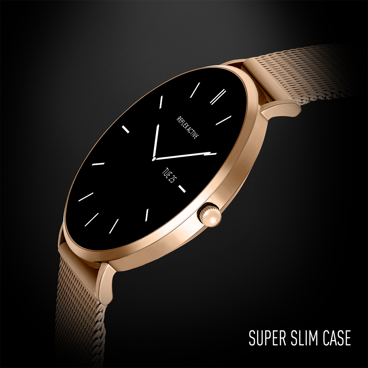 Reflex Active Spectra R 300 Slim Rose Gold Mesh and Pink Silicone Strap AMOLED Ultra Slim Smart Calling Watch Set - RA42-2210
