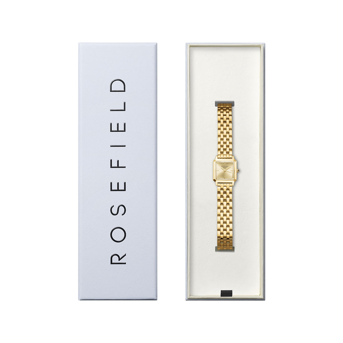 Rosefield The Boxelle Champagne dial Gold Steel Strap - BCGSG-B04