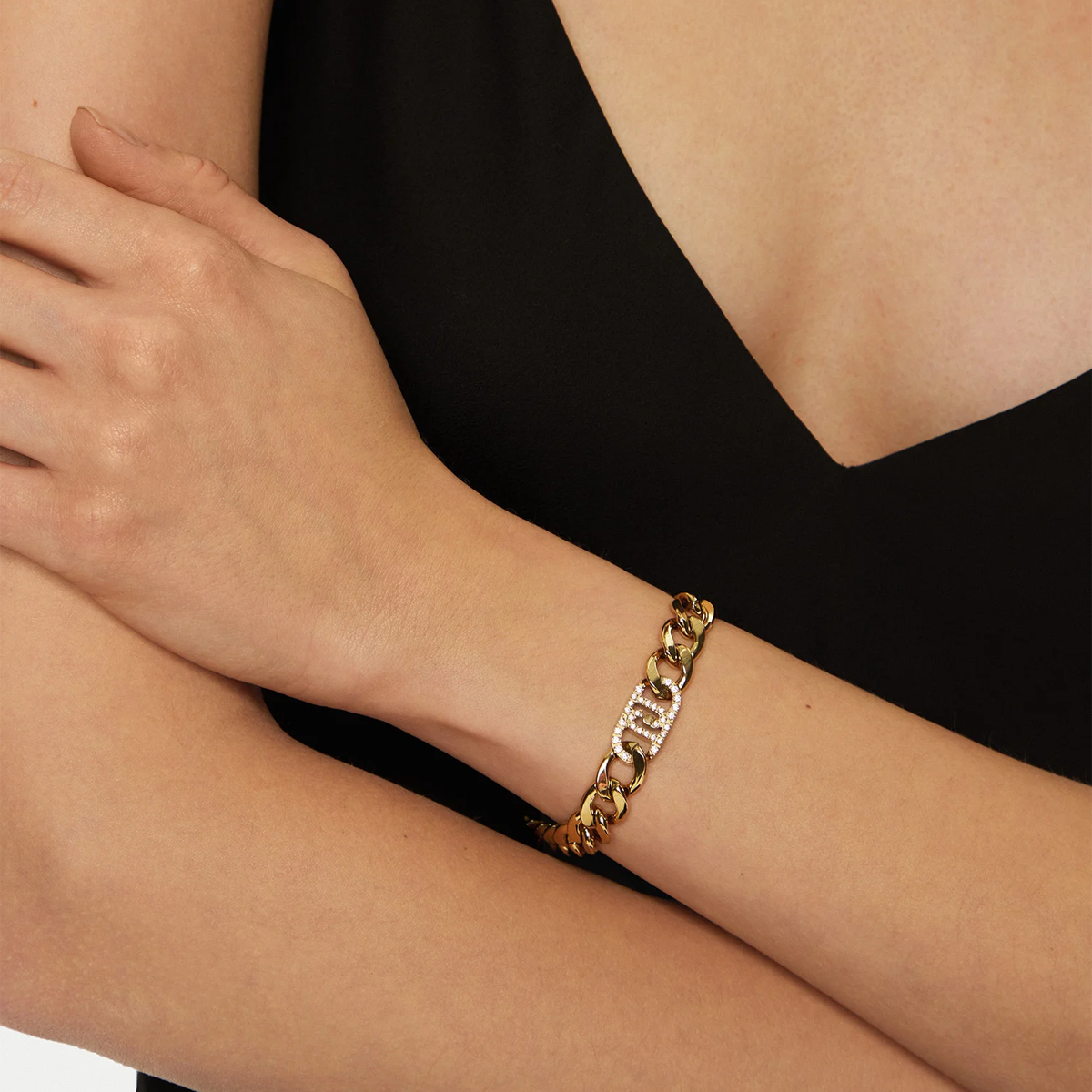 Liu Jo Monogram Gold Chained Bracelet - LJ2642