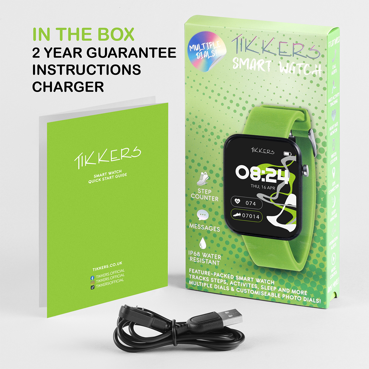 Tikkers Smart Series 13 Green Silicone Strap Smart Watch - TKS13-0026