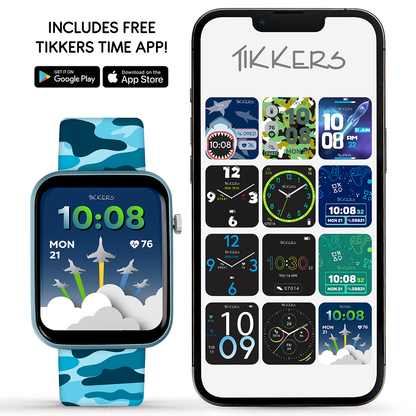 Tikkers Smart Series 13 - Printed Blue Camo Smart Watch & Interchangeable Strap TKS13-0035-SET - TKS13-0035-SET