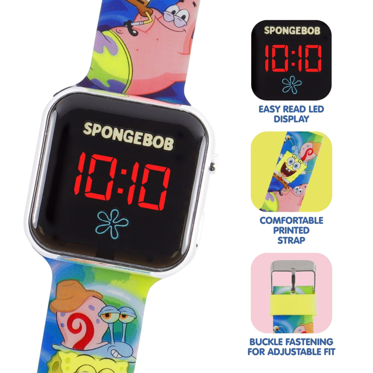 SpongeBob LED Display Watch with Silicone Character Strap for Kids - SGB4160