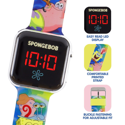 SpongeBob LED Display Watch with Silicone Character Strap for Kids - SGB4160