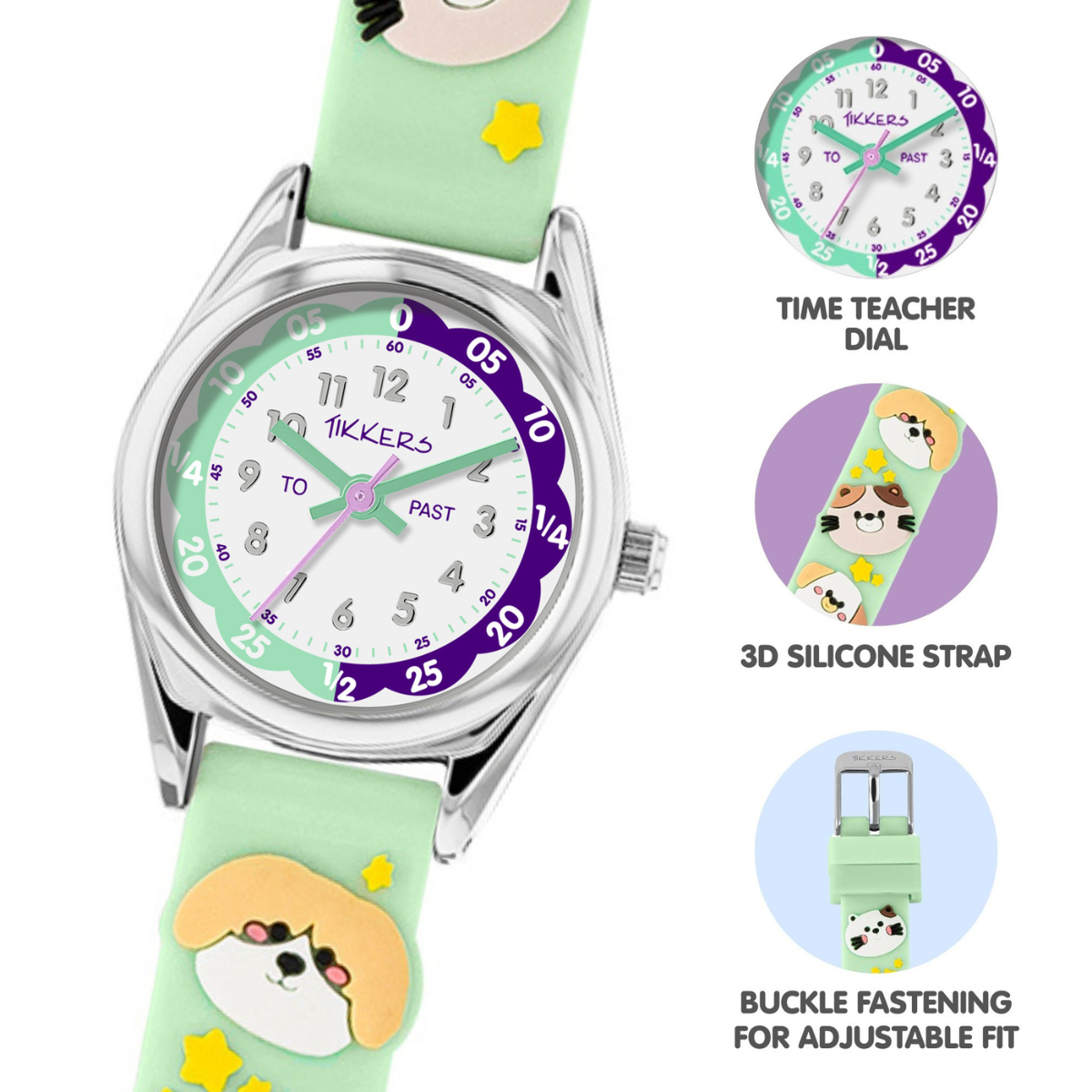 Tikkers 3D Animal Aqua Silicone Strap Watch - TK0212