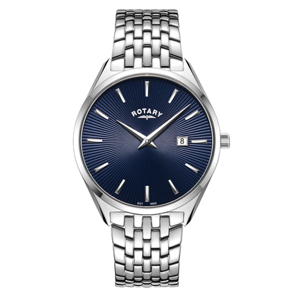 Rotary Men's Ultra Slim Blue Dial Stainless Steel Bracelet Watch - GB08010/05